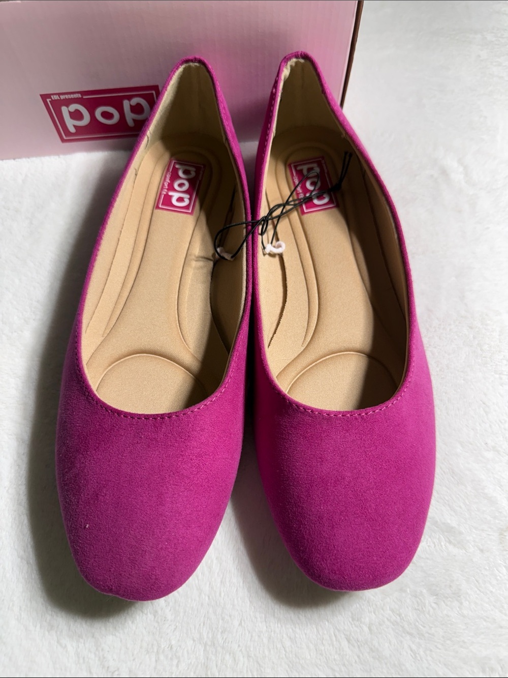 pop Women's Fuchsia Suede-Look Slip-On Flats